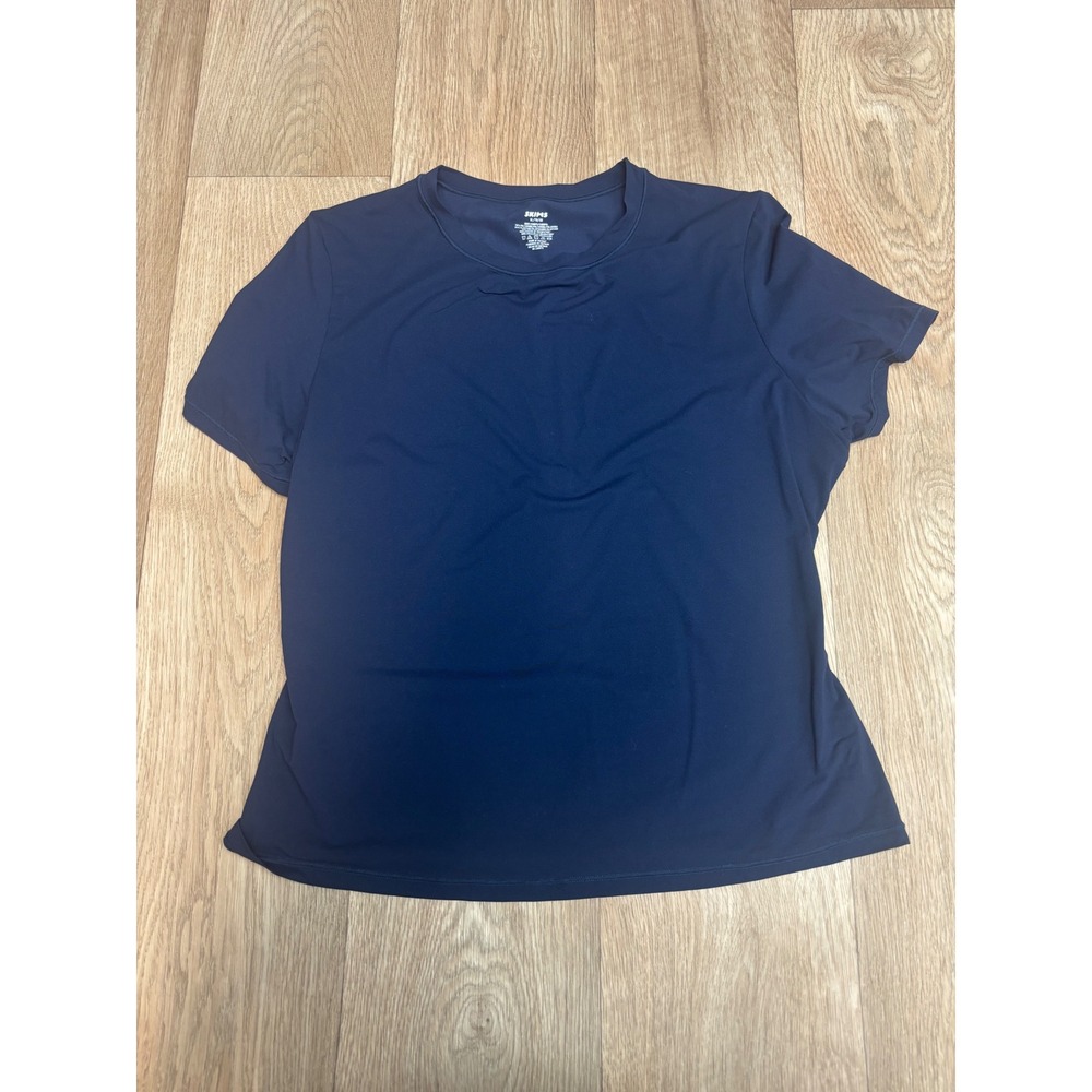SKIMS Fits Everybody Short Sleeve T-Shirt Navy Blue XL Crew Neck Stretch Tee